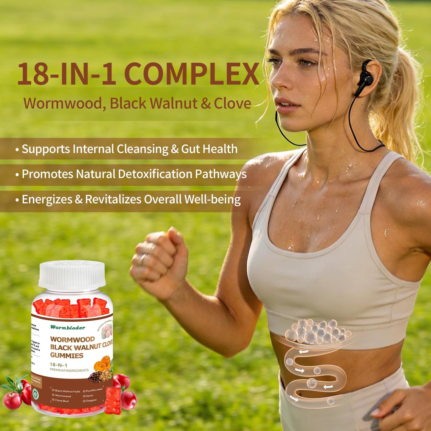 18-in-1 Wormwood Black Walnut Clove Gummies for Adults,Liver Support,with Pumpkin Seed Oil,Rapid Gut Cleanse & Digestive Health with Clove,Garlic,Turmeric,Oregano,Cranberry Extract - dailyvitalstore