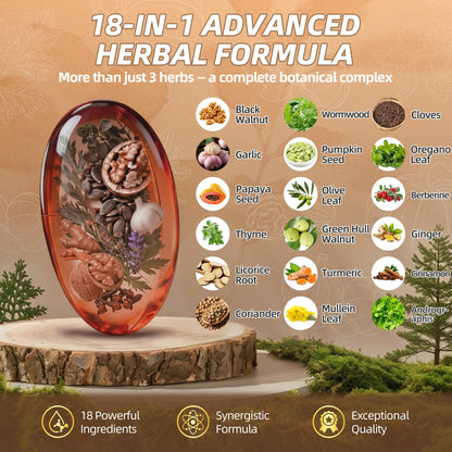 18-in-1 Wormwood Black Walnut Clove Parasite Cleanse, Herbal Blend with Garlic, Turmeric, Pumpkin Seed, Oregano & Berberine, Gut Health & Antioxidant Balance - dailyvitalstore
