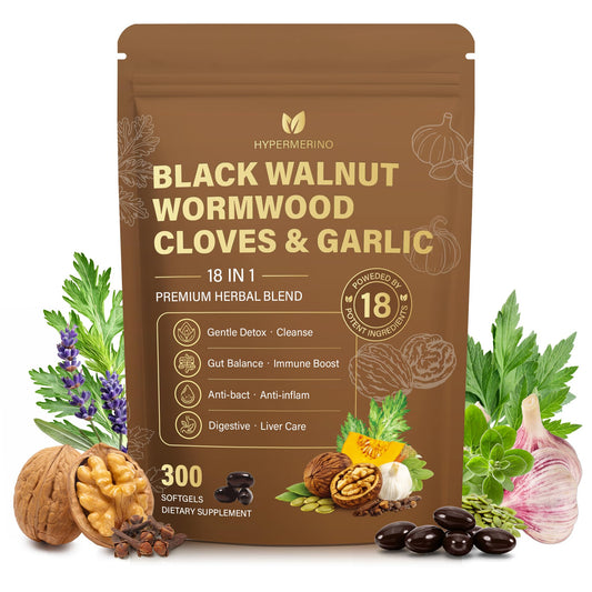 18-in-1 Wormwood Black Walnut Clove Parasite Cleanse, Herbal Blend with Garlic, Turmeric, Pumpkin Seed, Oregano & Berberine, Gut Health & Antioxidant Balance - dailyvitalstore