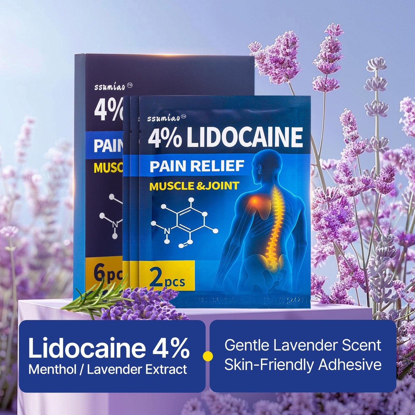 18 pcs Lidocaine Pain Relief Patches 4% - Long-Lasting Hydrogel Pain Patch with Lavender Scent | Flexible & Discreet for Back, Neck, Arthritis, Muscle & Joint Discomfort | (3 Packs) - dailyvitalstore