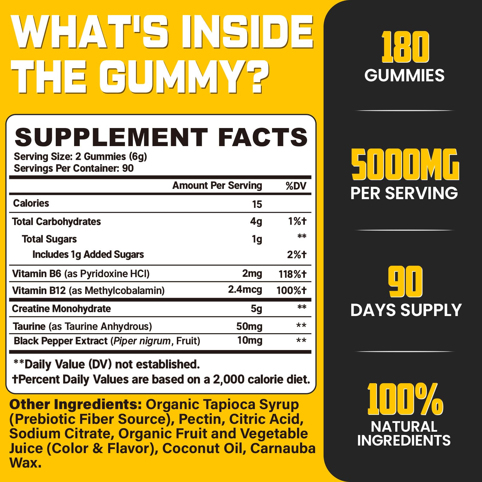 (180 Count) Creatine Monohydrate Gummies for Men & Women - Creatine Pre Workout Gummies for Muscle Builder, Muscle Strength, Recovery, Endurance, Energy, - dailyvitalstore