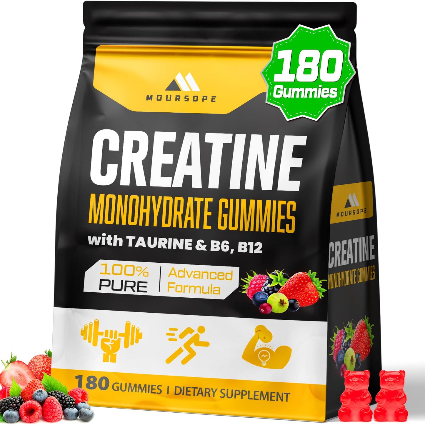 (180 Count) Creatine Monohydrate Gummies for Men & Women - Creatine Pre Workout Gummies for Muscle Builder, Muscle Strength, Recovery, Endurance, Energy, - dailyvitalstore