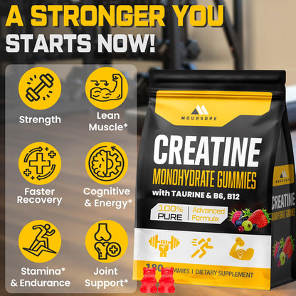 (180 Count) Creatine Monohydrate Gummies for Men & Women - Creatine Pre Workout Gummies for Muscle Builder, Muscle Strength, Recovery, Endurance, Energy, - dailyvitalstore