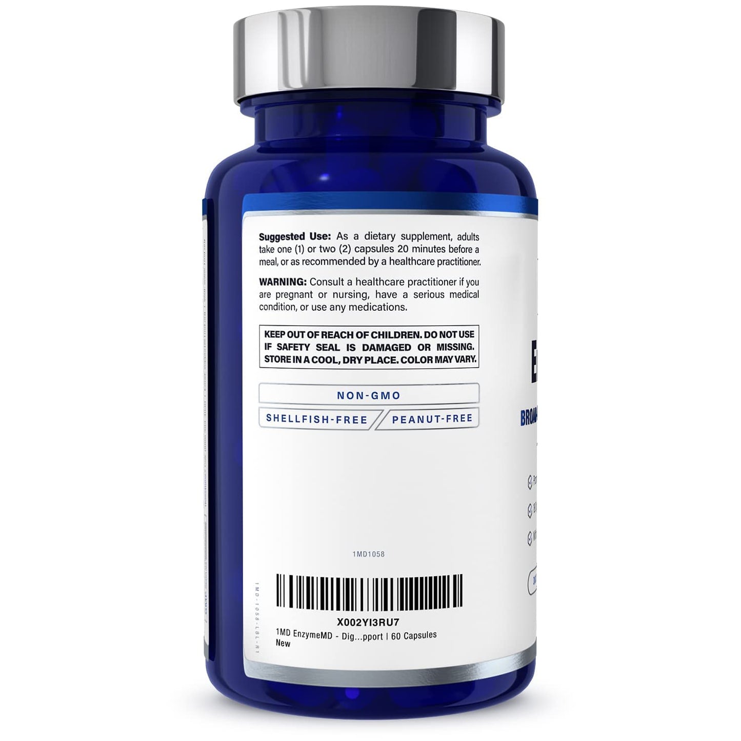 1MD Nutrition EnzymeMD - Digestive Enzymes Supplement - Doctor Formulated | 18 Plant-Based Enzymes - Gas & Bloating Support | 60 Capsules - dailyvitalstore