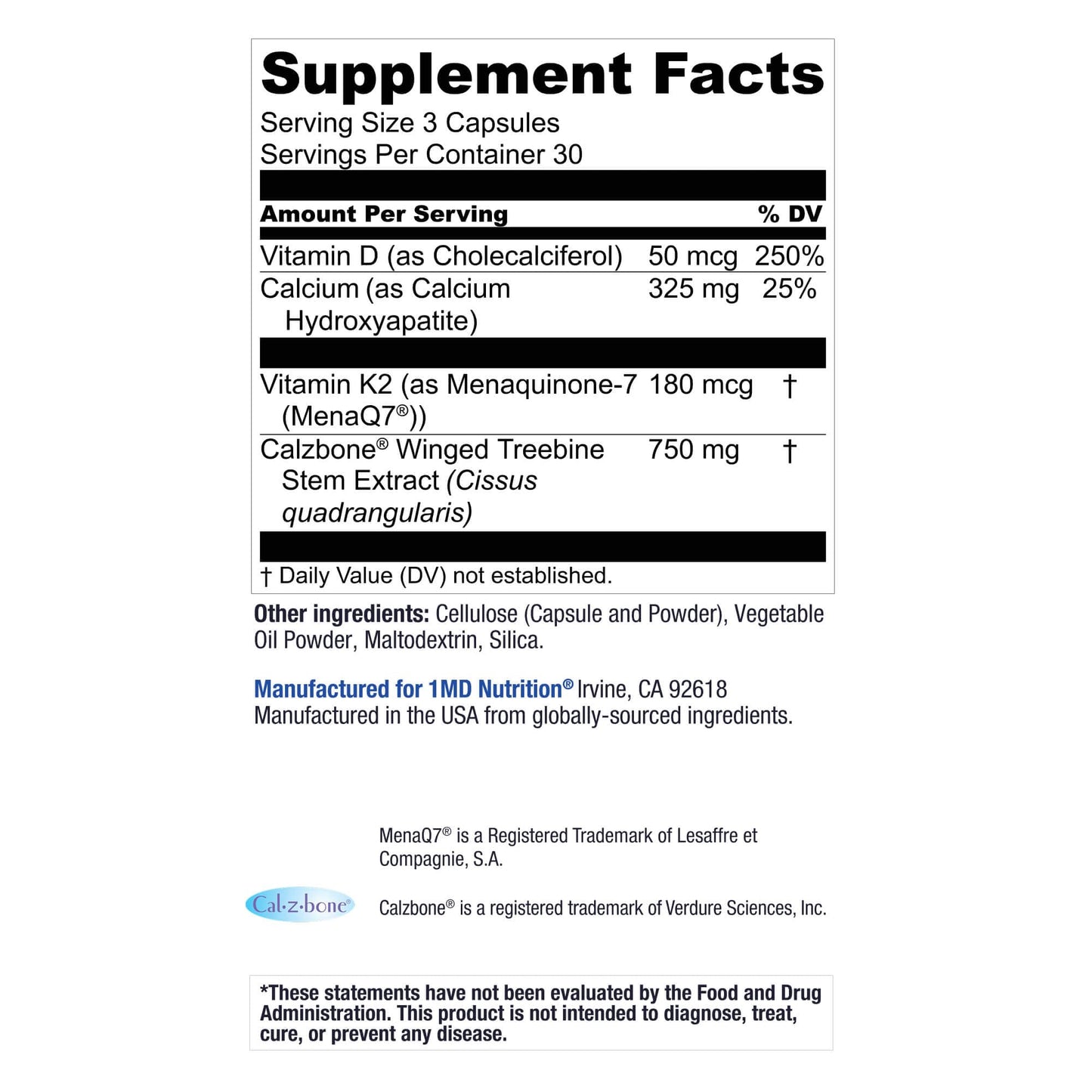 1MD Nutrition OsteoMD for Comprehensive Support - Supplement for Women and Men - Promote Density w/Vitamin D - Hydroxyapatite - dailyvitalstore