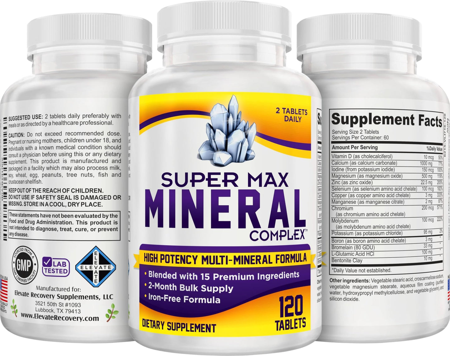 2-Month Multimineral Supplement Support Iron-Free Formula | Daily Multiminerals | Multi-Mineral Supplements | Minerals Complex | 60-Day Bulk Supply | 120 Tablets - dailyvitalstore