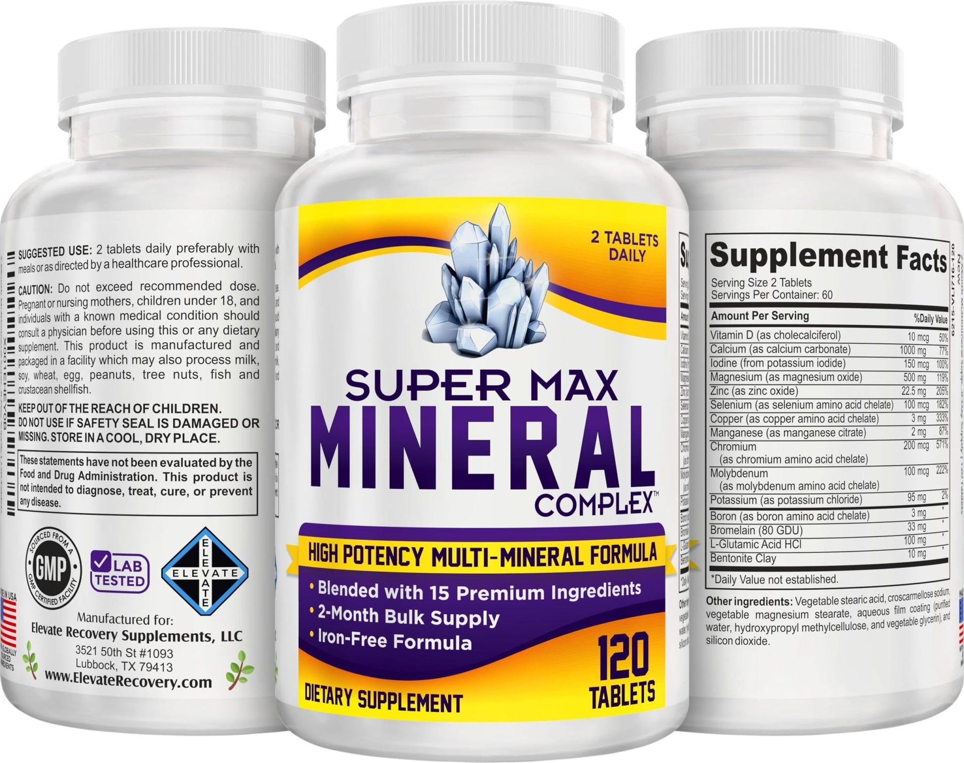 2-Month Multimineral Supplement Support Iron-Free Formula | Daily Multiminerals | Multi-Mineral Supplements | Minerals Complex | 60-Day Bulk Supply | 120 Tablets - dailyvitalstore