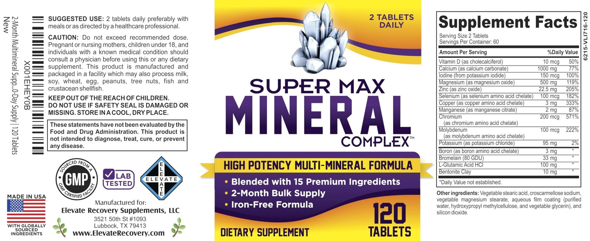 2-Month Multimineral Supplement Support Iron-Free Formula | Daily Multiminerals | Multi-Mineral Supplements | Minerals Complex | 60-Day Bulk Supply | 120 Tablets - dailyvitalstore
