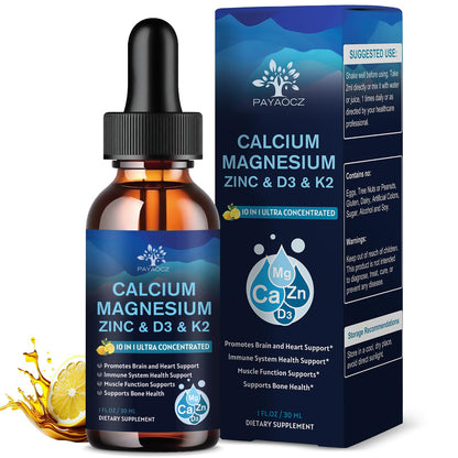 (2 Pack) 10 in 1 Magnesium Calcium Zinc Supplement with Vitamin C D3 K2, Glycinate Mag Vegan Liquid Drops Plus L-Theanine Boron Sea Moss Extract, Immune Support - dailyvitalstore