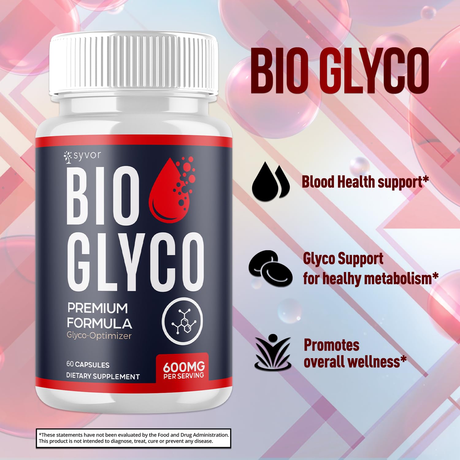 (2 Pack) Bio Glyco Capsules, Official BioGlyco Blood Health Support Pills with All Natural Ingredients, Advanced Blood Optimizer with Maximum Strength Premium Vitamins for Women & Men (120 Capsules) - dailyvitalstore