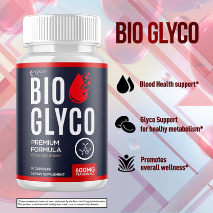 (2 Pack) Bio Glyco Capsules, Official BioGlyco Blood Health Support Pills with All Natural Ingredients, Advanced Blood Optimizer with Maximum Strength Premium Vitamins for Women & Men (120 Capsules) - dailyvitalstore