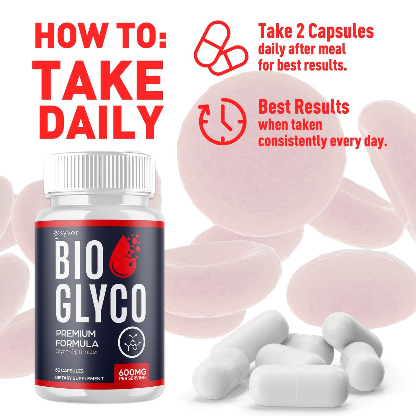 (2 Pack) Bio Glyco Capsules, Official BioGlyco Blood Health Support Pills with All Natural Ingredients, Advanced Blood Optimizer with Maximum Strength Premium Vitamins for Women & Men (120 Capsules) - dailyvitalstore