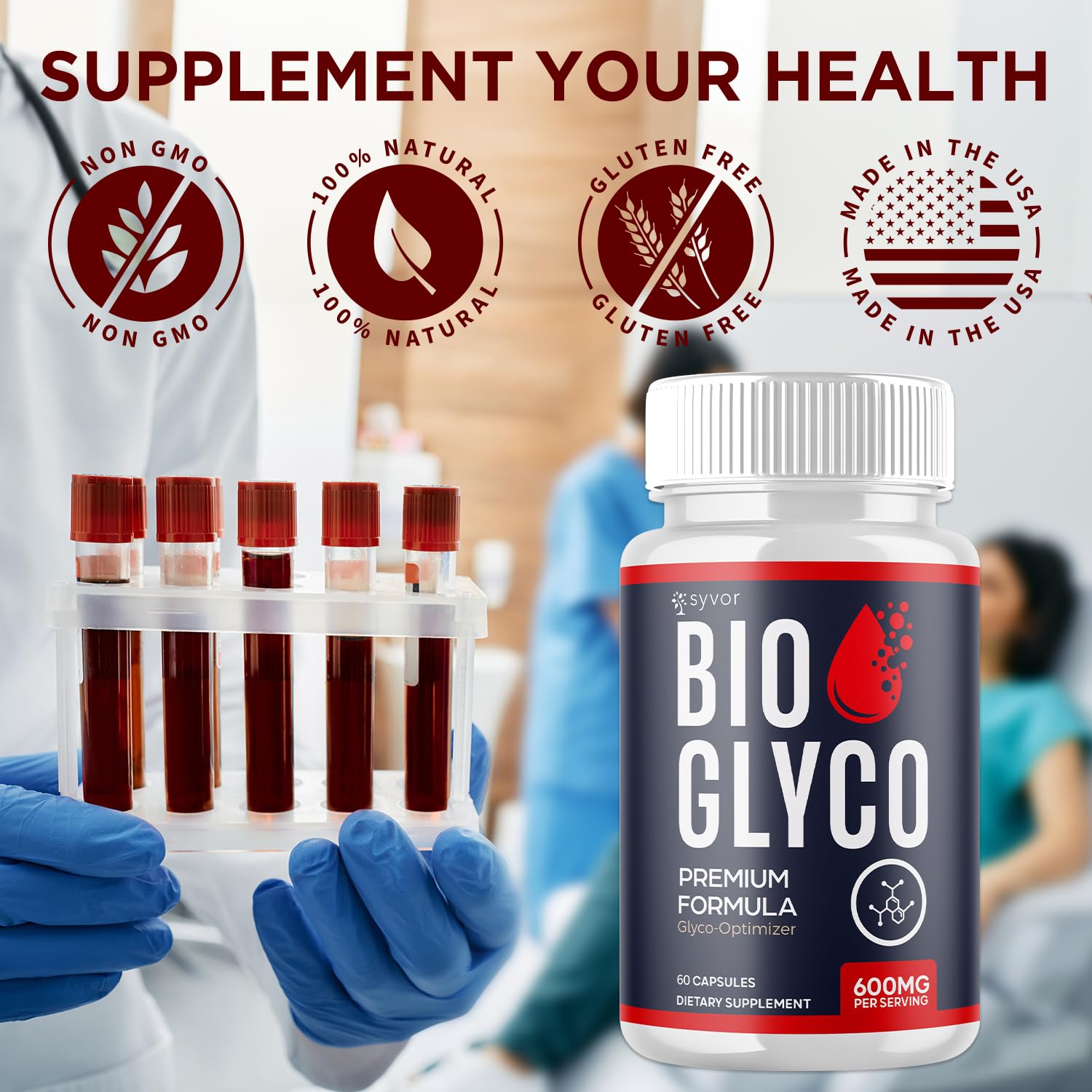 (2 Pack) Bio Glyco Capsules, Official BioGlyco Blood Health Support Pills with All Natural Ingredients, Advanced Blood Optimizer with Maximum Strength Premium Vitamins for Women & Men (120 Capsules) - dailyvitalstore