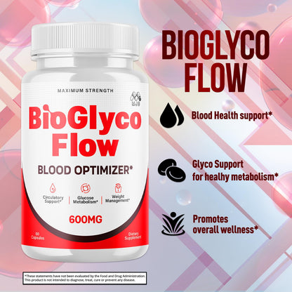 (2 Pack) BioGlyco Flow Blood Optimizer Capsules, Official BioGlyco Flow Pills with All Natural Ingredients, Advanced Health and Wellness Supplement with Maximum Strength Multivitamins (120 Capsules) - dailyvitalstore
