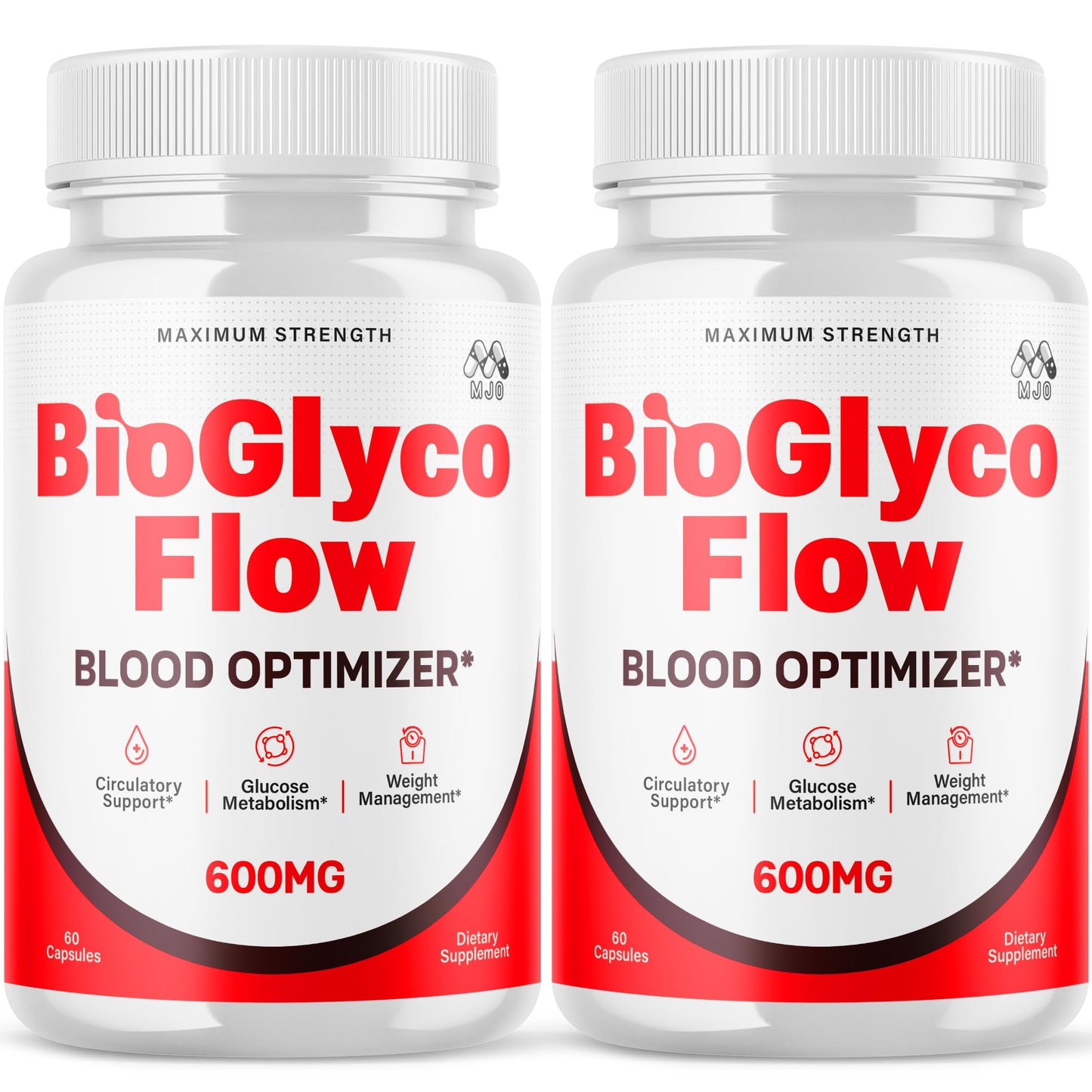 (2 Pack) BioGlyco Flow Blood Optimizer Capsules, Official BioGlyco Flow Pills with All Natural Ingredients, Advanced Health and Wellness Supplement with Maximum Strength Multivitamins (120 Capsules) - dailyvitalstore
