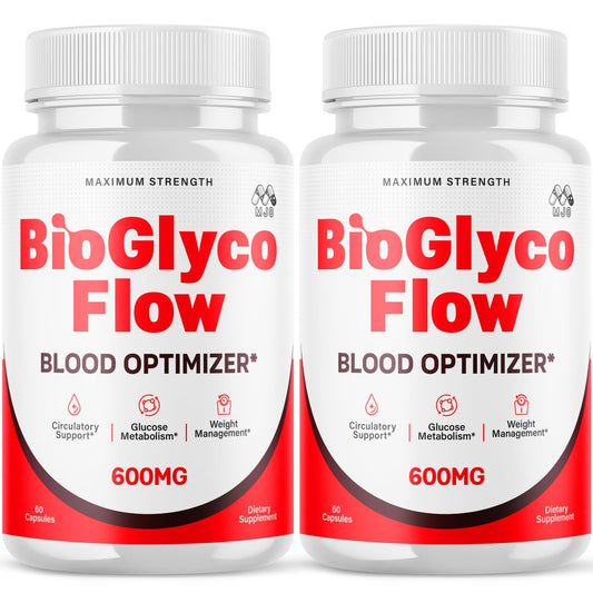 (2 Pack) BioGlyco Flow Blood Optimizer Capsules, Official BioGlyco Flow Pills with All Natural Ingredients, Advanced Health and Wellness Supplement with Maximum Strength Multivitamins (120 Capsules) - dailyvitalstore
