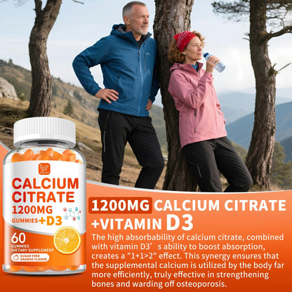 (2 Pack) Calcium Citrate 1200 mg with Vitamin D3 Gummies for Women & Men,Calcium Supplements for Bone & Teeth Support,High Absorption - Easy to Digest, - dailyvitalstore