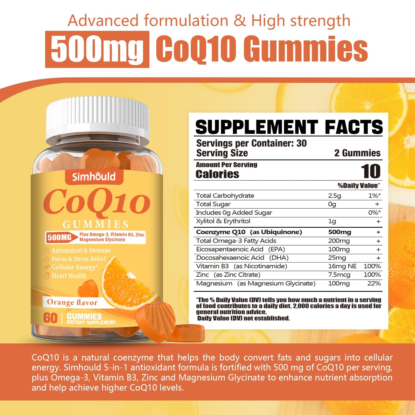 2 Pack CoQ10 500MG Gummies - Plus Omega-3, Magnesium, Vitamin B3 & Zinc - 3X Better Absorption Coenzyme Q10 Supplements for Heart Health, Cellular Energy & Antioxidant, Non-GMO 120 Counts - dailyvitalstore