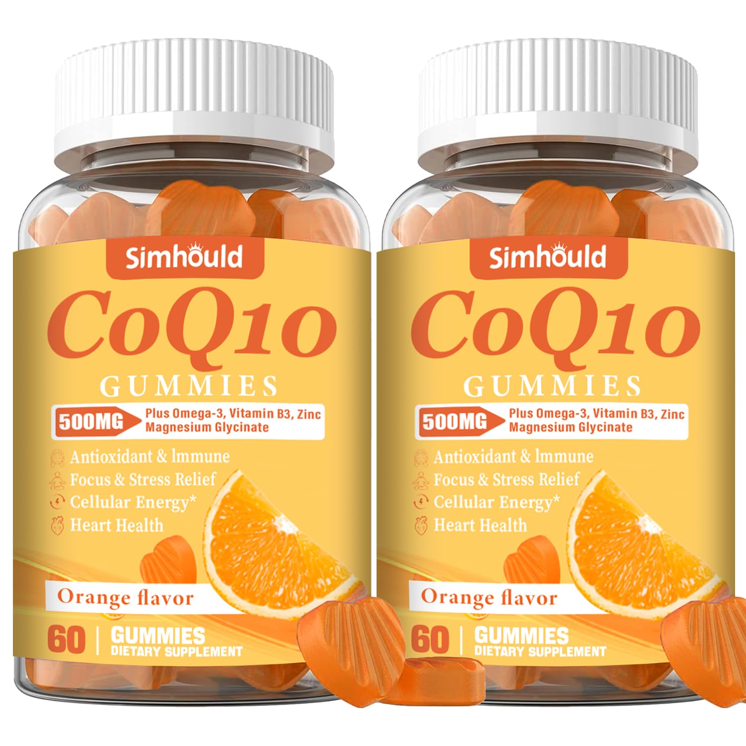 2 Pack CoQ10 500MG Gummies - Plus Omega-3, Magnesium, Vitamin B3 & Zinc - 3X Better Absorption Coenzyme Q10 Supplements for Heart Health, Cellular Energy & Antioxidant, Non-GMO 120 Counts - dailyvitalstore