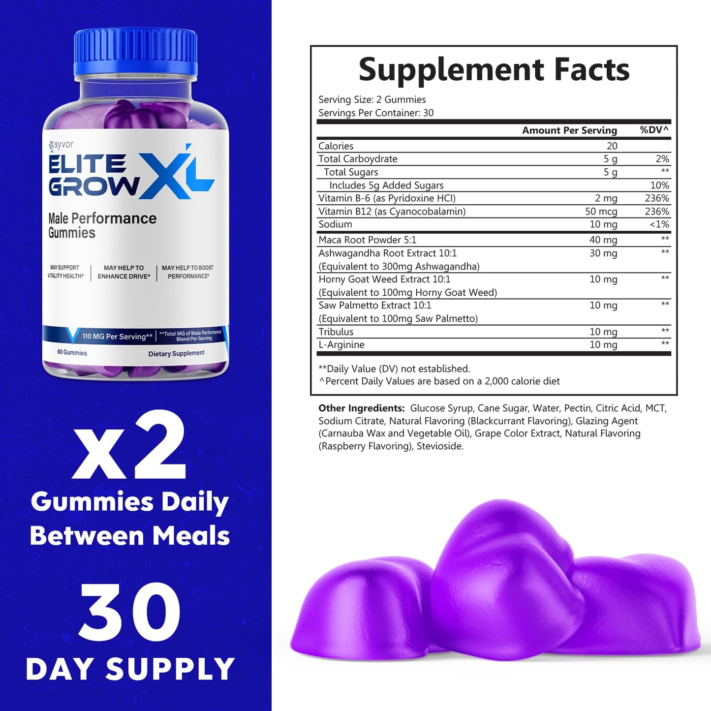 (2 Pack) Elite Grow XL Gummies, Elite GrowXL Maximum Strength Gummy Supplement, Elite Grow X L All Natural Advanced Formula Gummys Chewable Vitamin EliteGrow Delicious Once Daily Gummes (120 Gummies) - dailyvitalstore