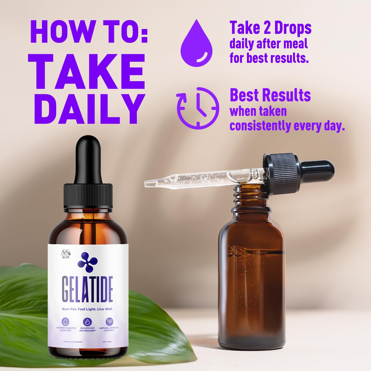 (2 Pack) Gelatide Drops, Official Gelatide Health Support Formula with All Natural Ingredients, Advanced Active Lifestyle Support Supplement Max Strength Vitamin Formula for Women & Men (60 Servings) - dailyvitalstore