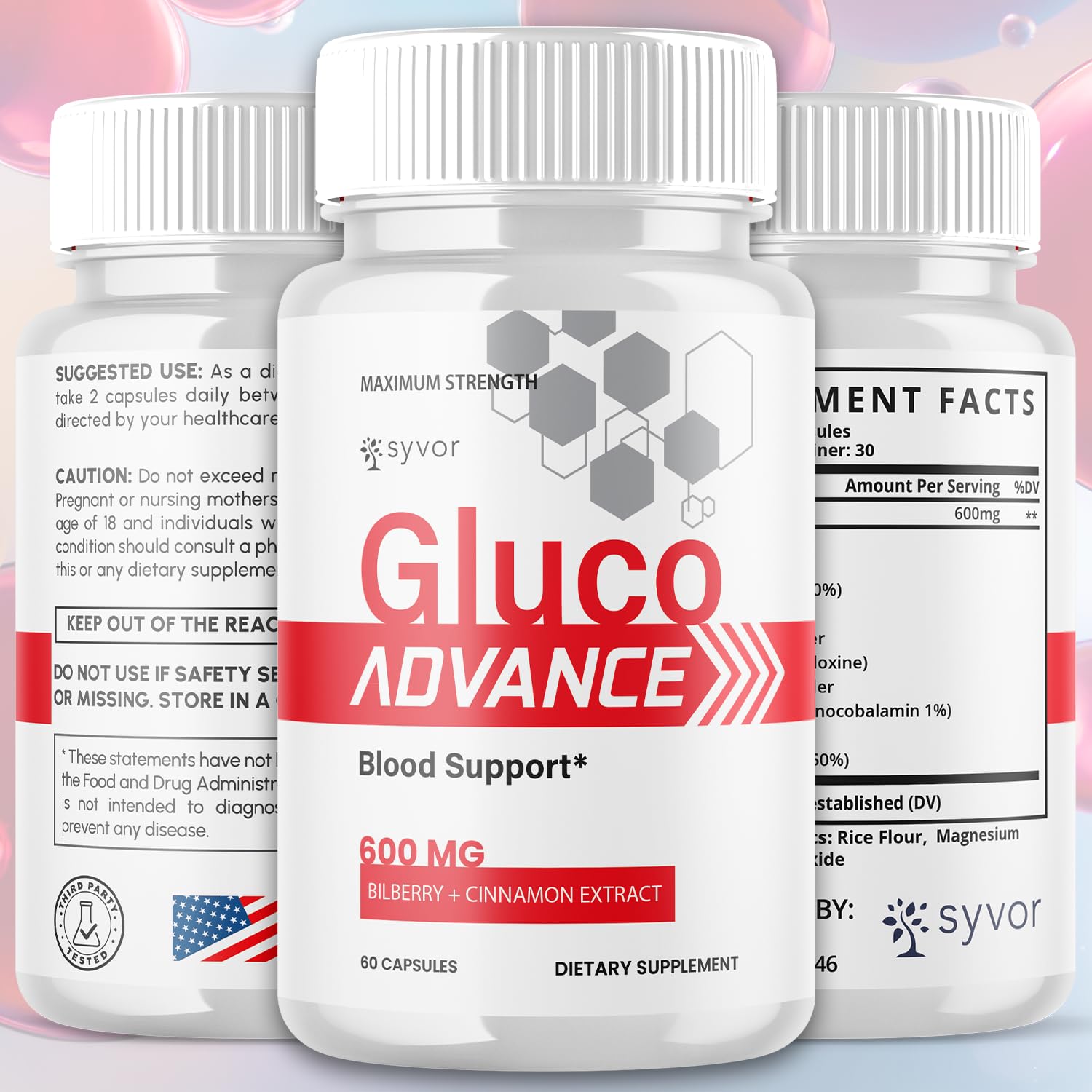 (2 Pack) Gluco Advance Capsules, Official GlucoAdvance Supplement Pills with All Natural Ingredients, Advanced Formula Supplement with Maximum Strength Support Vitamins for Women & Men (120 Capsules) - dailyvitalstore