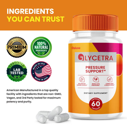 (2 Pack) Glycetra Capsules, Glycetra Blood Support Supplement Advanced Formula Premium Blend All Natural Balance Flow, Glicetra Pills Maximum Strength Glycogen Support Health Wellness Review (120 Ct) - dailyvitalstore
