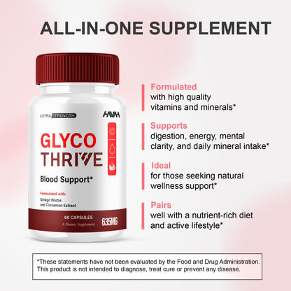 (2 Pack) Glyco Thrive Blood Support GlycoThrive Maximum Strength Capsules, Glyco Thrive Advanced Daily Multivitamin Health and Wellness Supplement, GlycoThrive Health Support Pills (120 Capsules) - dailyvitalstore