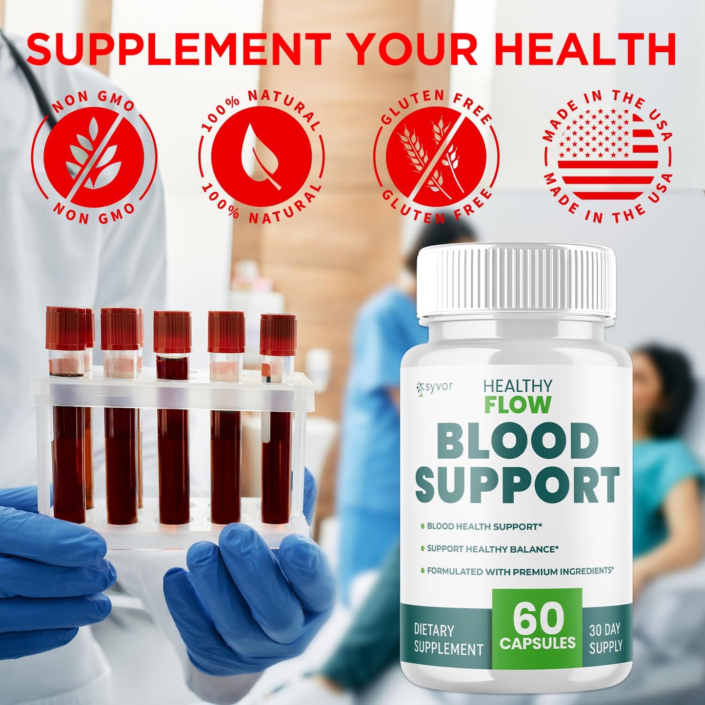 (2 Pack) Healthy Flow Blood Support Capsules, Official Healthy Flow Blood Support Pills with All Natural Ingredients, Advanced Formula Supplement with Premium Vitamins for Men & Women (120 Capsules) - dailyvitalstore