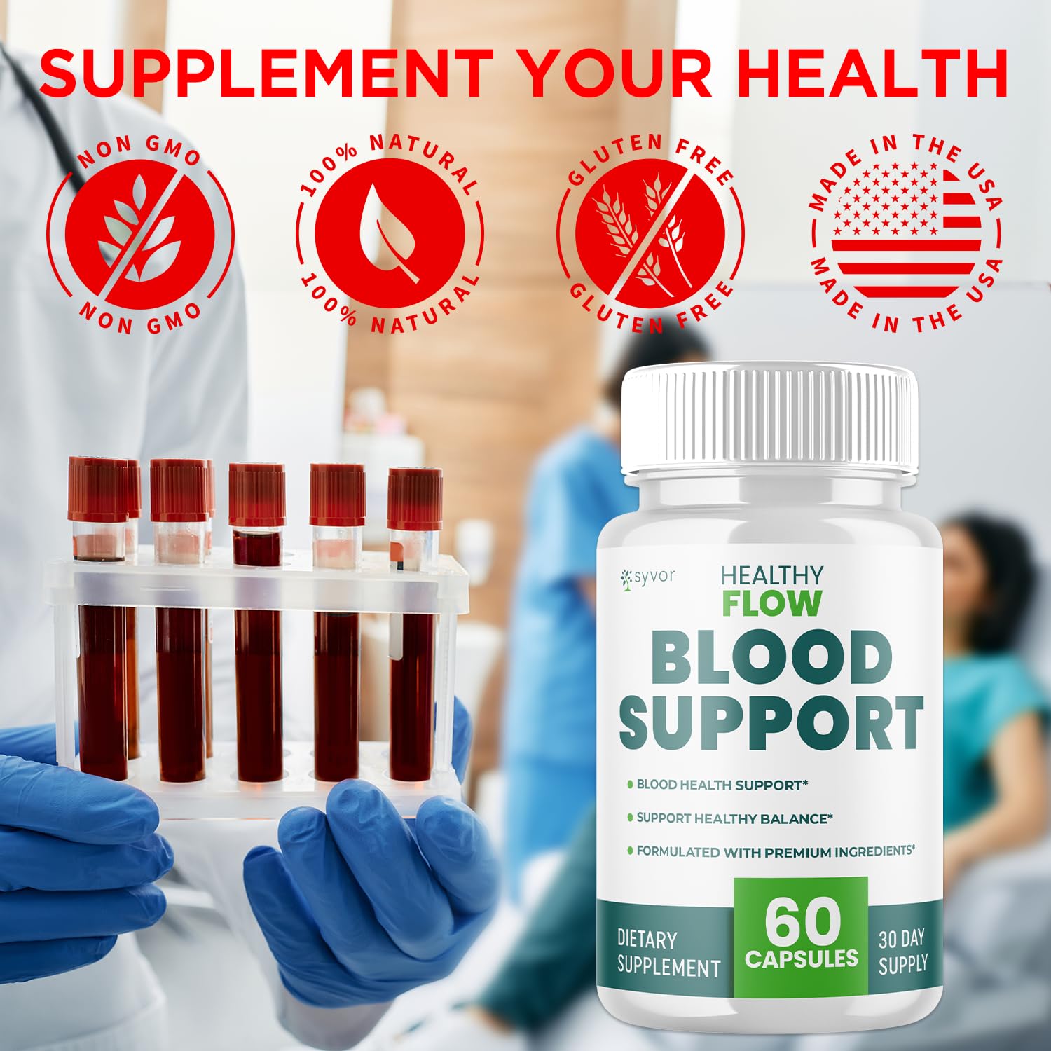 (2 Pack) Healthy Flow Blood Support Capsules, Official Healthy Flow Blood Support Pills with All Natural Ingredients, Advanced Formula Supplement with Premium Vitamins for Men & Women (120 Capsules) - dailyvitalstore