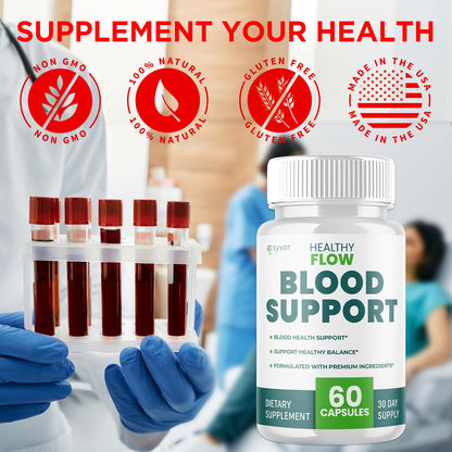 (2 Pack) Healthy Flow Blood Support Capsules, Official Healthy Flow Blood Support Pills with All Natural Ingredients, Advanced Formula Supplement with Premium Vitamins for Men & Women (120 Capsules) - dailyvitalstore