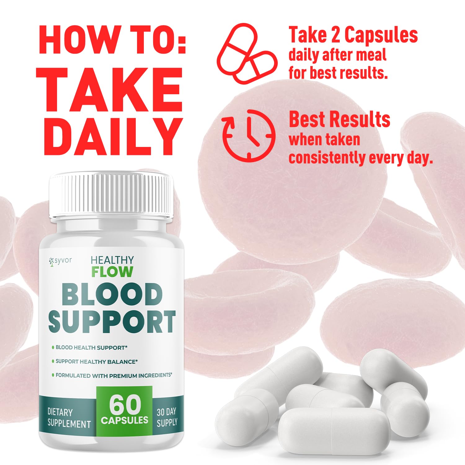 (2 Pack) Healthy Flow Blood Support Capsules, Official Healthy Flow Blood Support Pills with All Natural Ingredients, Advanced Formula Supplement with Premium Vitamins for Men & Women (120 Capsules) - dailyvitalstore