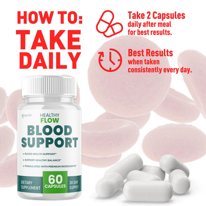 (2 Pack) Healthy Flow Blood Support Capsules, Official Healthy Flow Blood Support Pills with All Natural Ingredients, Advanced Formula Supplement with Premium Vitamins for Men & Women (120 Capsules) - dailyvitalstore