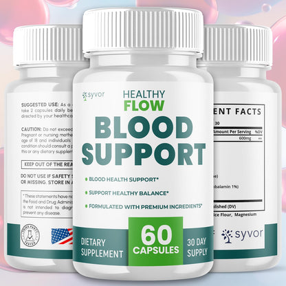 (2 Pack) Healthy Flow Blood Support Capsules, Official Healthy Flow Blood Support Pills with All Natural Ingredients, Advanced Formula Supplement with Premium Vitamins for Men & Women (120 Capsules) - dailyvitalstore