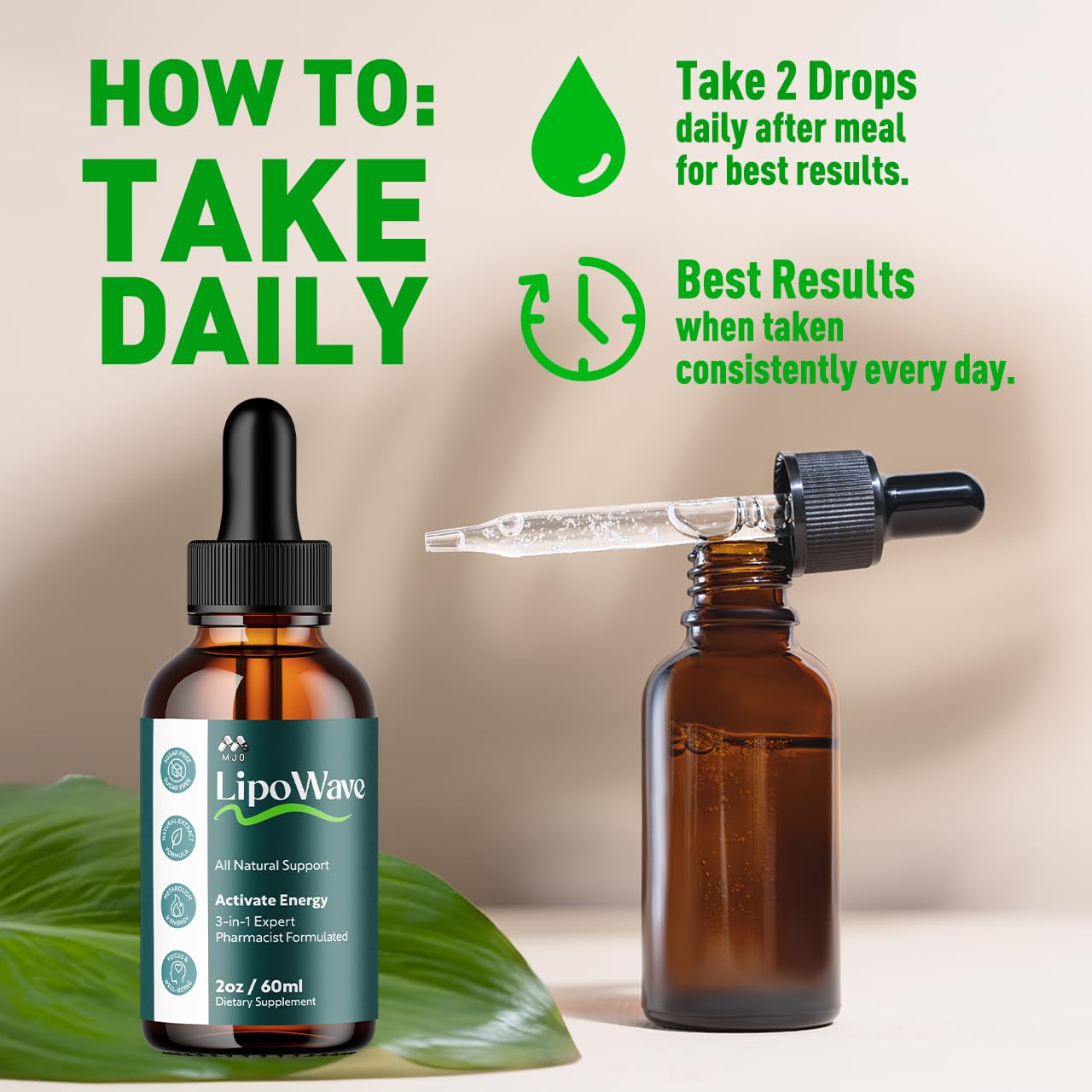 (2 Pack) Lipowave Drops, Official LipoWave Drops with All Natural Ingredients, Advanced Overall Health and Wellness Vitamin Supplement Formula for Maximum Strength Multivitamin Support (60 Servings) - dailyvitalstore