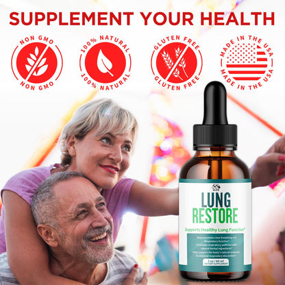 (2 Pack) Lung Restore Drops, Official LungRestore Liquid Supplement Drops with All Natural Ingredients, Lung Restore Advanced Lungs Wellness Support with Premium Vitamins for Women & Men (60 Servings) - dailyvitalstore
