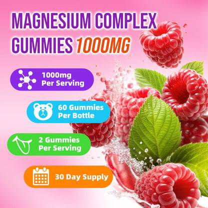 2 Pack Magnesium Complex Gummies – with 12 Forms of Magnesium Plus Vitamins B6, B12 & C. Vegan Strawberry Gummies to Support Mood, for Adults, 120 Count - dailyvitalstore