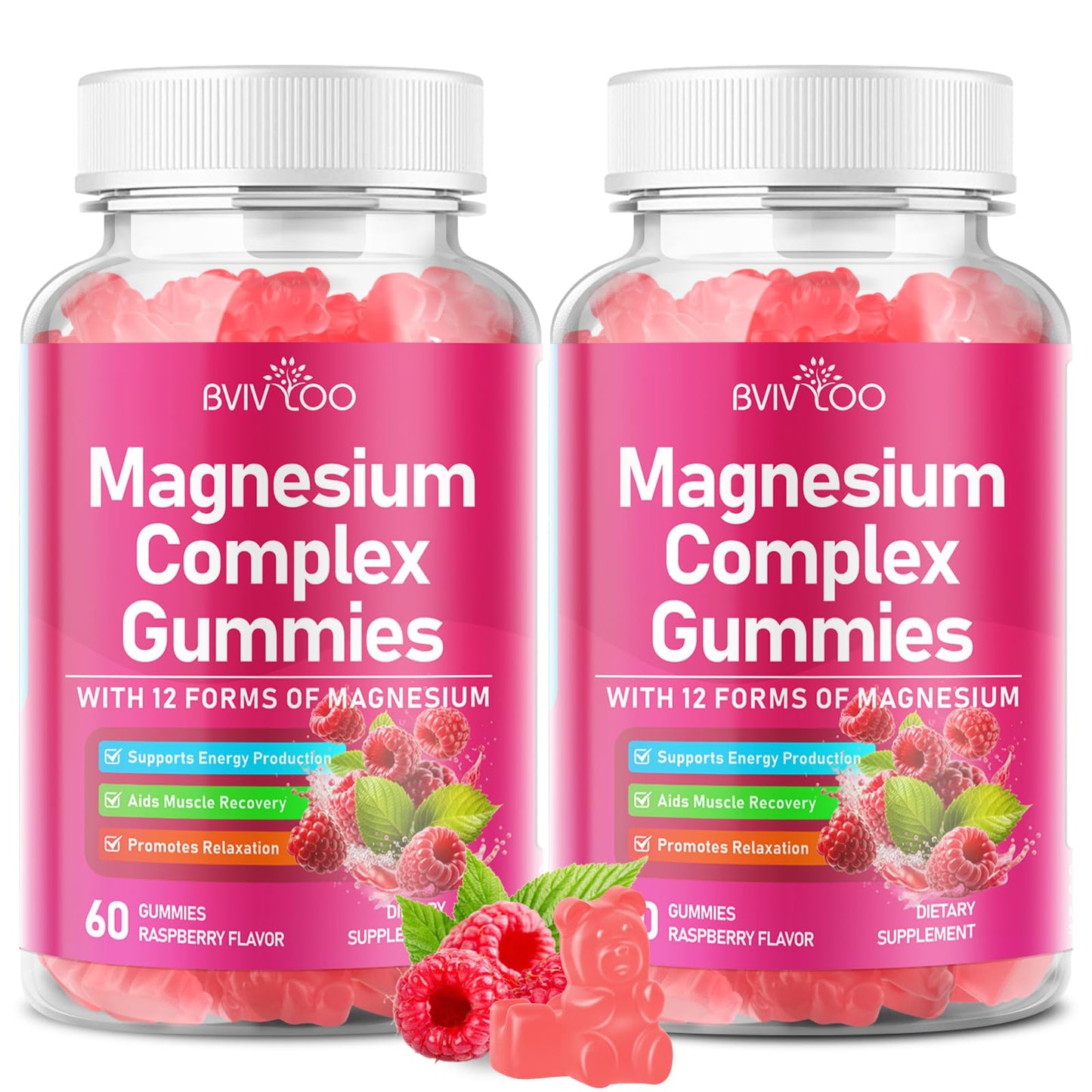 2 Pack Magnesium Complex Gummies – with 12 Forms of Magnesium Plus Vitamins B6, B12 & C. Vegan Strawberry Gummies to Support Mood, for Adults, 120 Count - dailyvitalstore