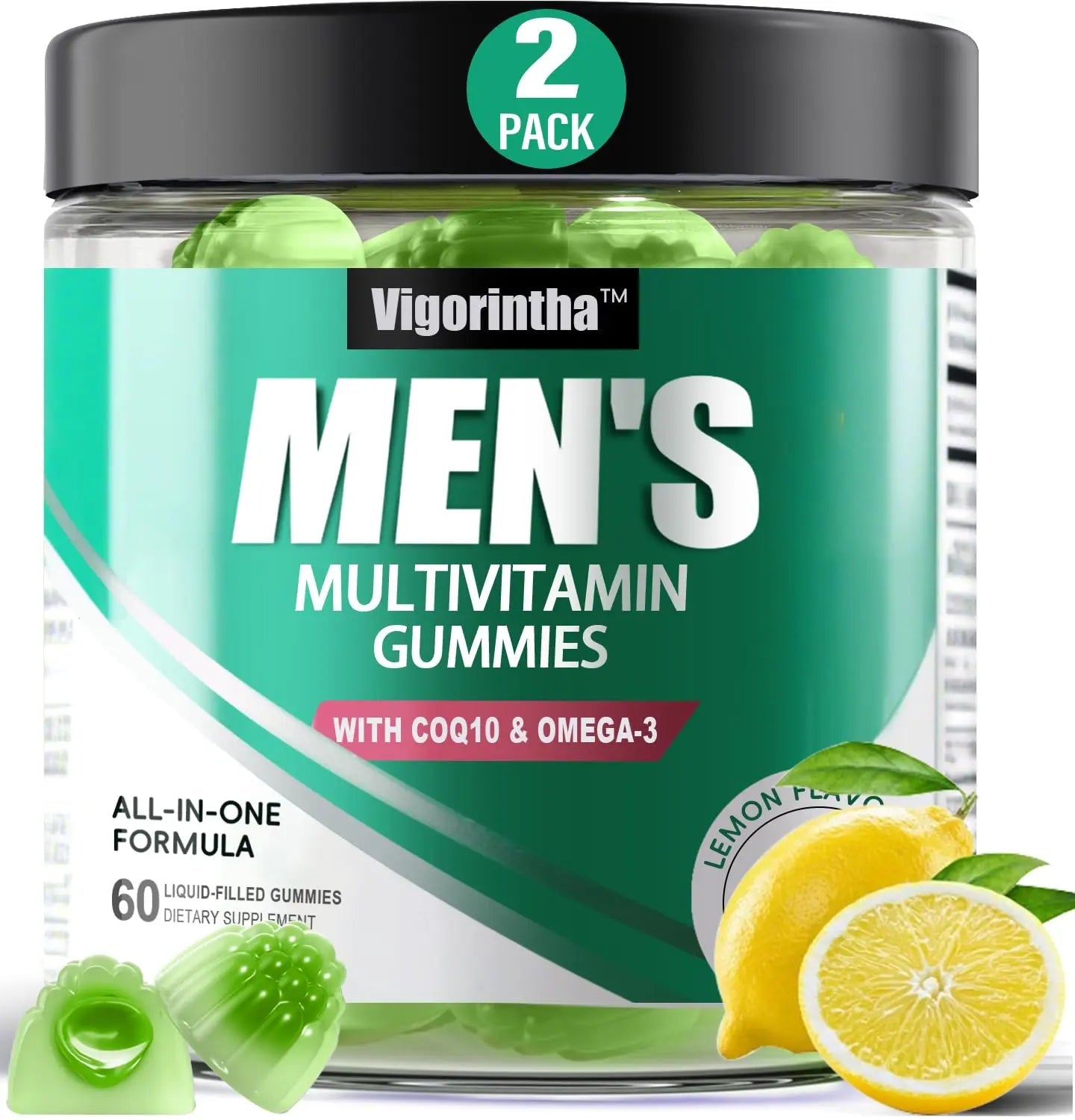 2 Pack Mens Multivitamins Gummies- Methylated Multivitamin for Men with Coq 10, Vegan Omega 3, Vitamins A C E D3 K2 B6 B12 B1 B2 - dailyvitalstore