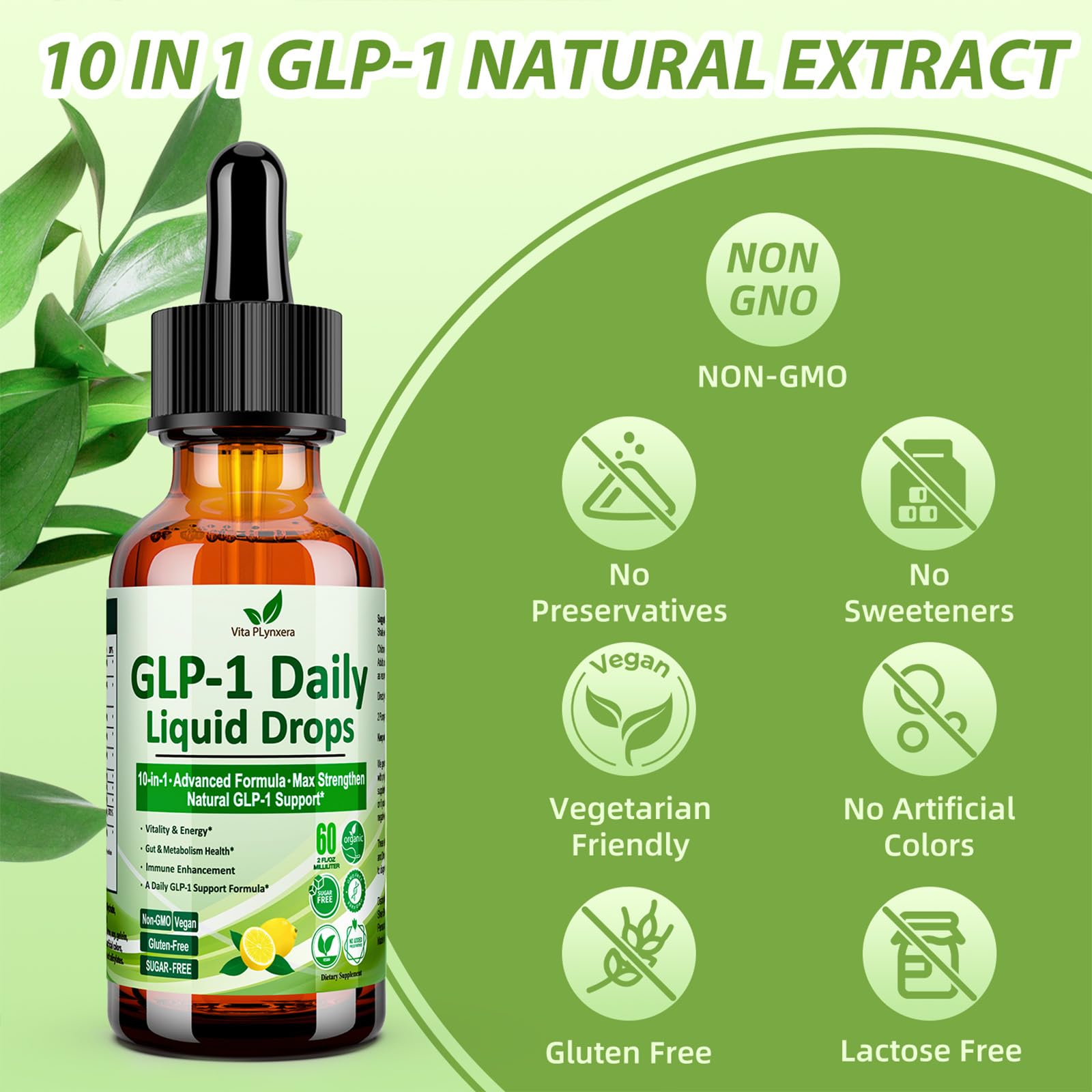 2 Pack Metabolic Support Liquid Drops, 10-in-1 Formula with Berberine, Ceylon Cinnamon, Prebiotic Fiber & Green Tea Extract | Digestive & Gut Health for Women & Men | Vegan, Non-GMO - dailyvitalstore