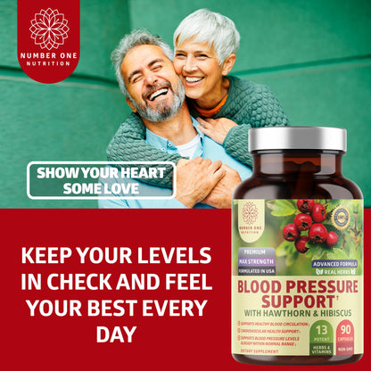 2-Pack N1N Premium Blood Pressure Support with Hawthorn and Hibiscus [13 Potent Ingredients], Natural Supplement to Support Blood Flow Health, 180 Caps - dailyvitalstore
