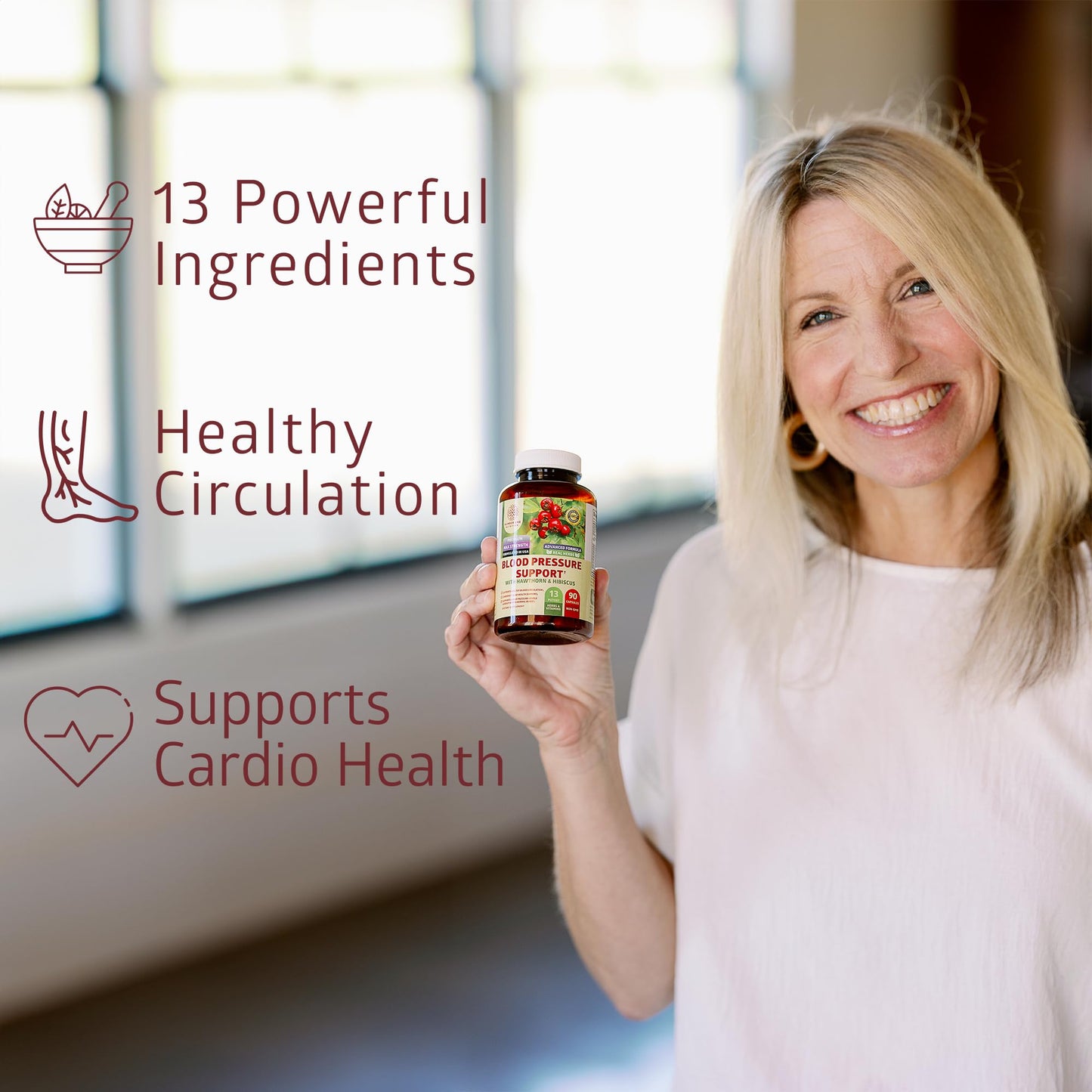 2-Pack N1N Premium Blood Pressure Support with Hawthorn and Hibiscus [13 Potent Ingredients], Natural Supplement to Support Blood Flow Health, 180 Caps - dailyvitalstore