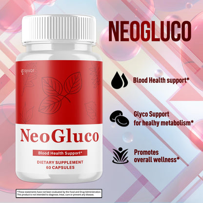 (2 Pack) NeoGluco Capsules, Official NeoGluco Glycogen Support Pills with All Natural Ingredients, Advanced Formula Health Supplement with Max Strength Premium Vitamins for Women & Men (120 Capsules) - dailyvitalstore