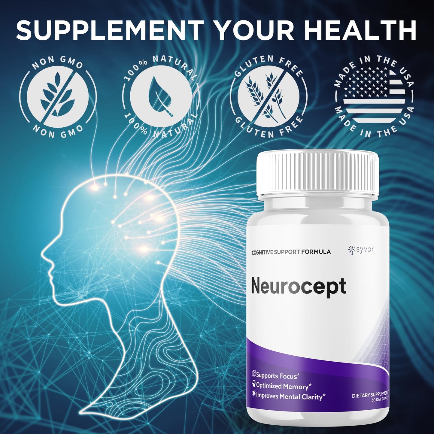 (2 Pack) Neurocept Capsules, Official Neurocept Brain Supplement Pills with All Natural Ingredients, Advanced Formula Support Pills with Max Strength Premium Vitamins for Women & Men (120 Capsules) - dailyvitalstore