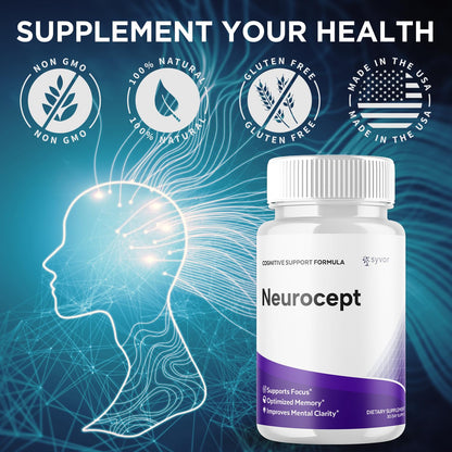 (2 Pack) Neurocept Capsules, Official Neurocept Brain Supplement Pills with All Natural Ingredients, Advanced Formula Support Pills with Max Strength Premium Vitamins for Women & Men (120 Capsules) - dailyvitalstore