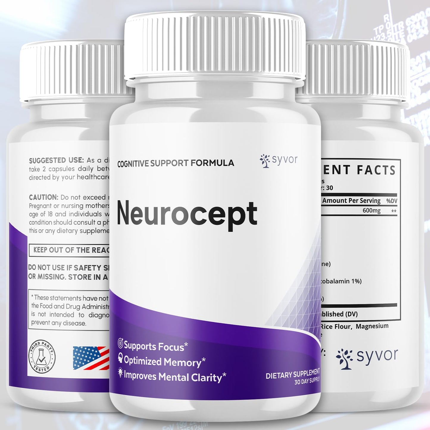(2 Pack) Neurocept Capsules, Official Neurocept Brain Supplement Pills with All Natural Ingredients, Advanced Formula Support Pills with Max Strength Premium Vitamins for Women & Men (120 Capsules) - dailyvitalstore