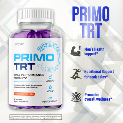 (2 Pack) Primo TRT Gummies for Men, Official Primo TRT Male Performance Gummys with Maximum Strength Ingredients, Advanced PrimoTRT Male Health Support Supplement with Premium Vitamins (120 Gummies) - dailyvitalstore