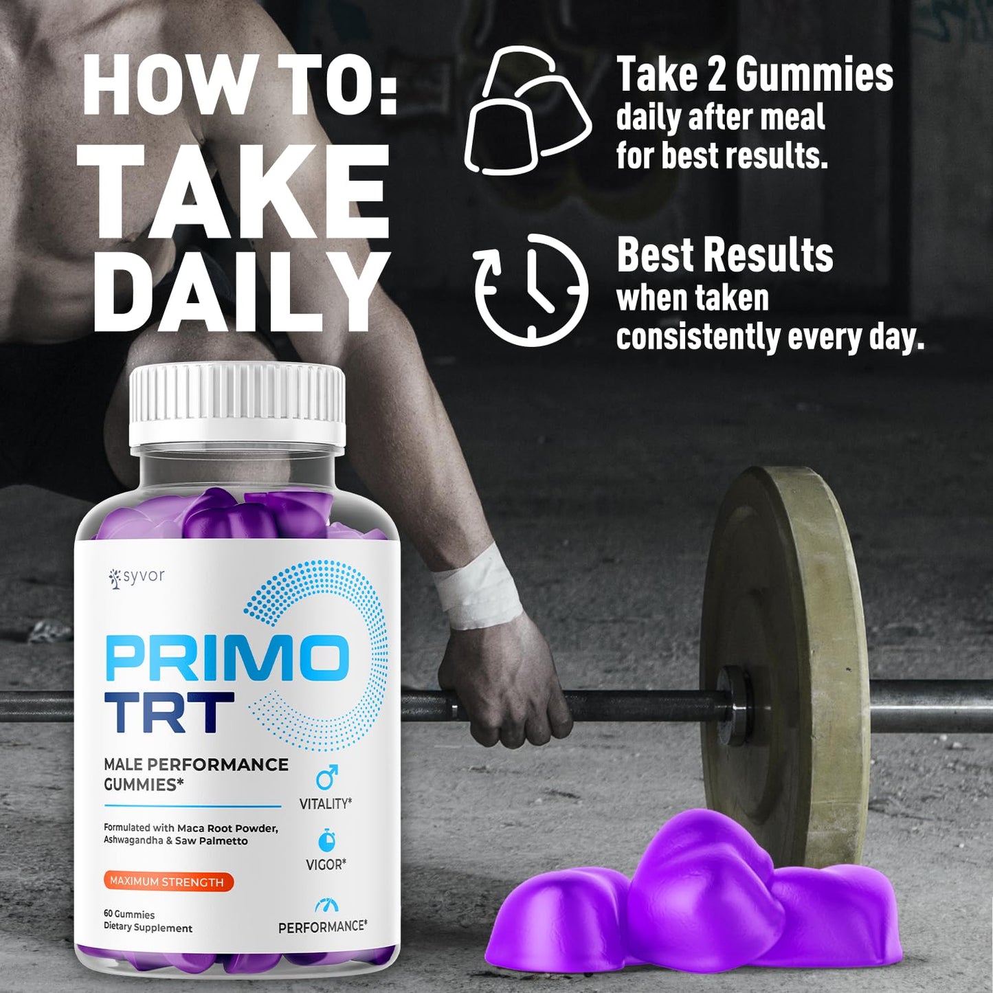 (2 Pack) Primo TRT Gummies for Men, Official Primo TRT Male Performance Gummys with Maximum Strength Ingredients, Advanced PrimoTRT Male Health Support Supplement with Premium Vitamins (120 Gummies) - dailyvitalstore