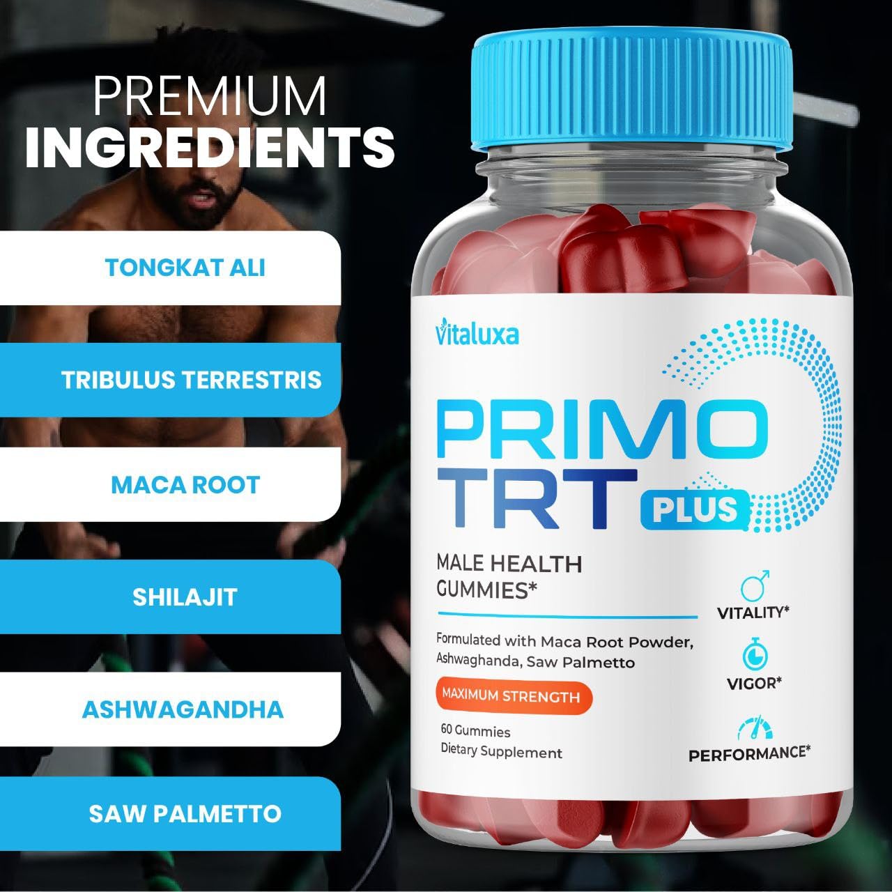 (2 Pack) Primo TRT Gummies, Primo TRT Advanced Performance Blend Supplement, PrimoTRT Try Prime Gomitas Maximum Strength for Males Support for Overall Health Wellness All Natural Ingredients (120 Ct) - dailyvitalstore