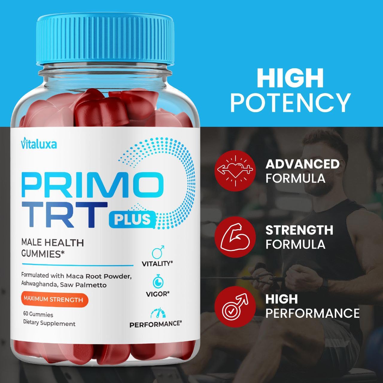 (2 Pack) Primo TRT Gummies, Primo TRT Advanced Performance Blend Supplement, PrimoTRT Try Prime Gomitas Maximum Strength for Males Support for Overall Health Wellness All Natural Ingredients (120 Ct) - dailyvitalstore